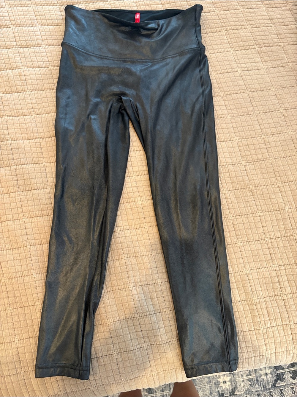 Women's spanx 22” Black Faux Leather Leggings